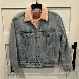 Levi's Pink Sherpa-Lined Denim Jacket circa 2018